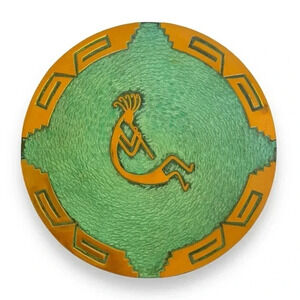 Vintage Medicine Plate Copper Kokopelli